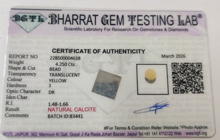 Calcite lab certificate 8