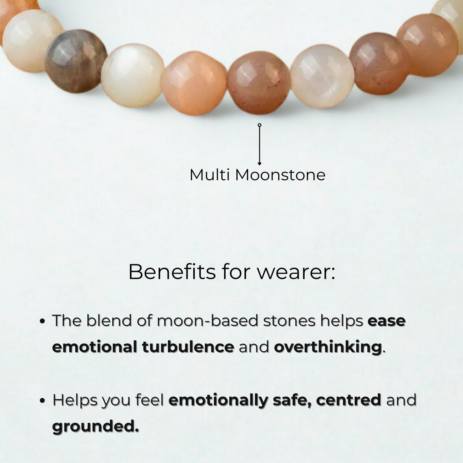 Calming Multi Moon Natural Stone Bracelet by Mesmerize