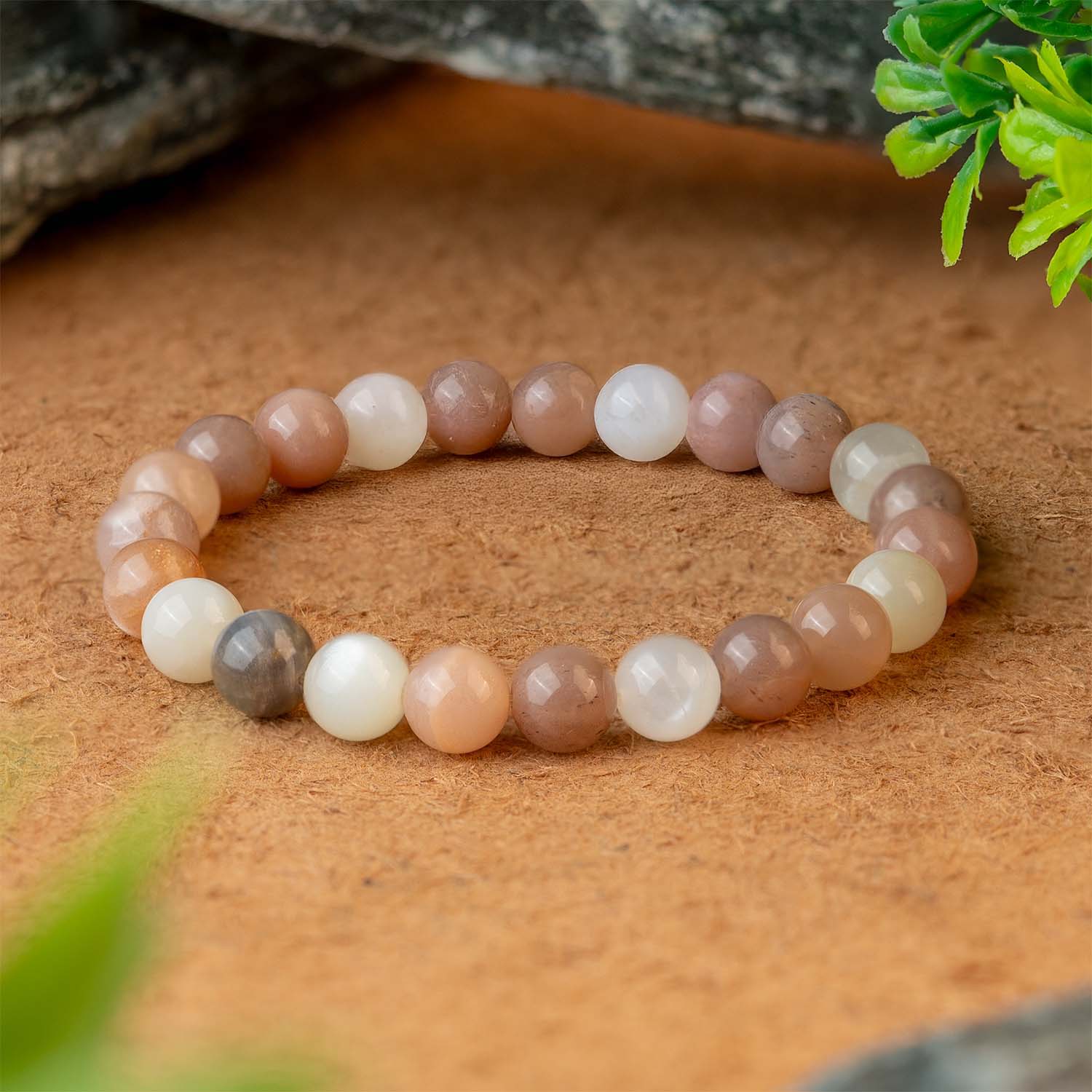 Calming Multi Moon Natural Stone Elastic Bracelet