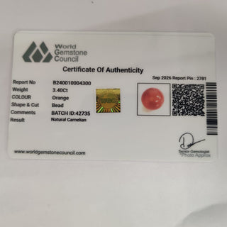Carnelian lab certificate 14