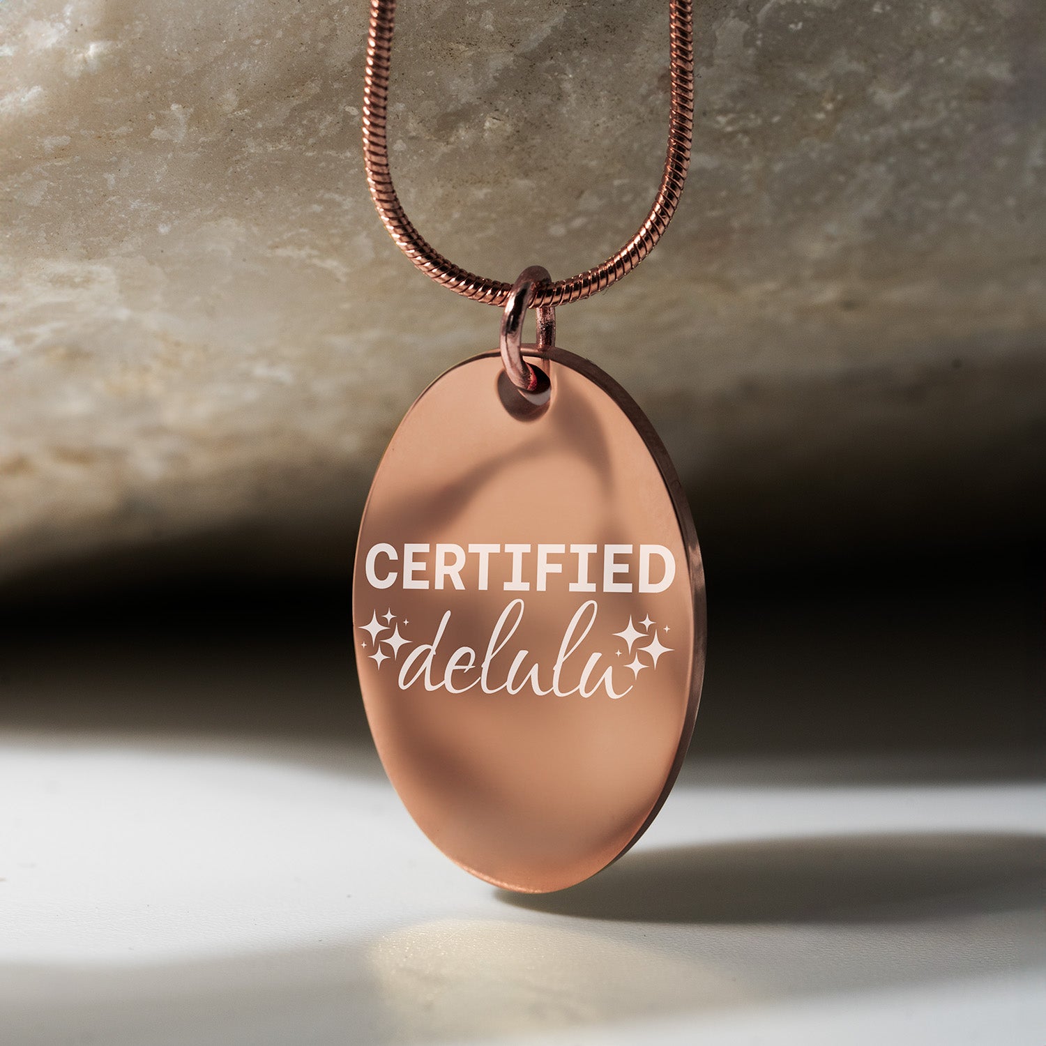 Certified Delulu Oval Necklace Rose Gold