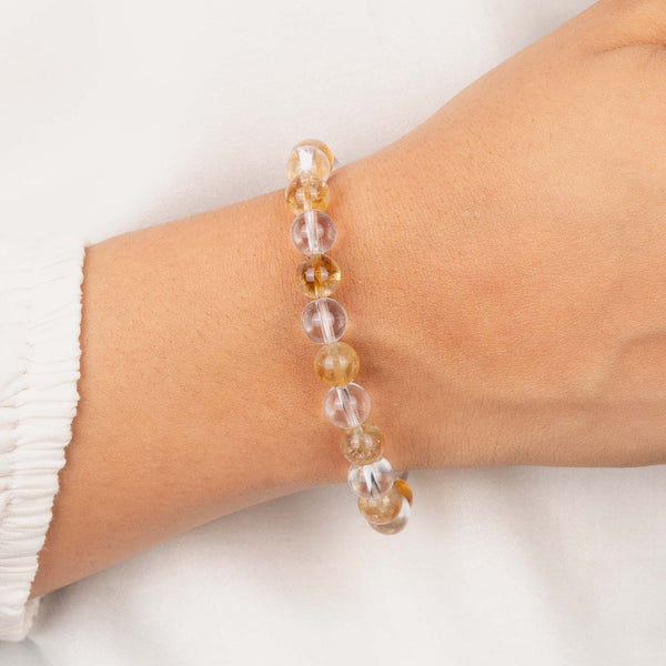 Citrine and Clear Quartz Natural Stone Bracelet With Magsnap For Women