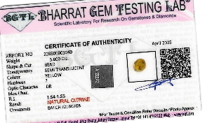 Citrine lab certificate 2