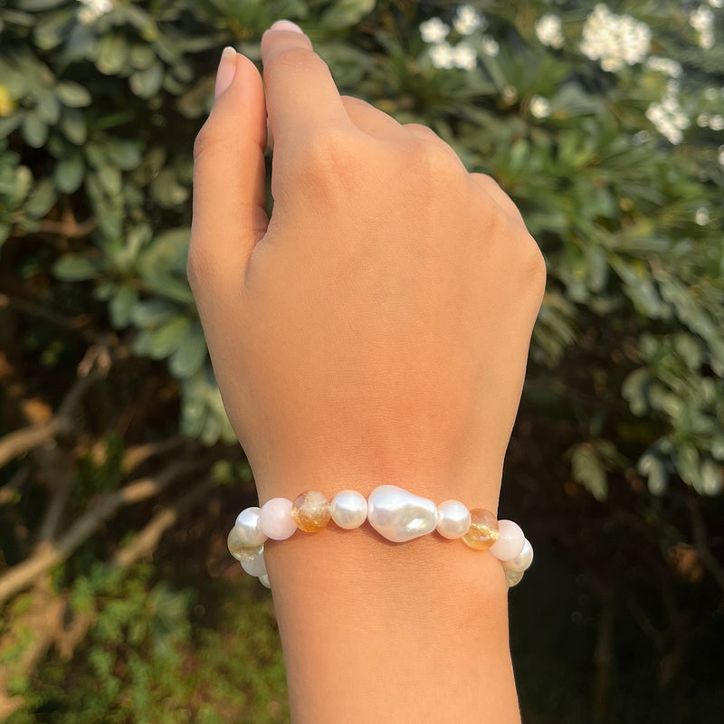 Wealth & Beauty Citrine Natural Stone Elastic Bracelet