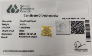 Clear Quartz lab certificate 12