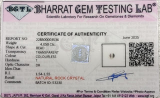 Clear Quartz lab certificate 4