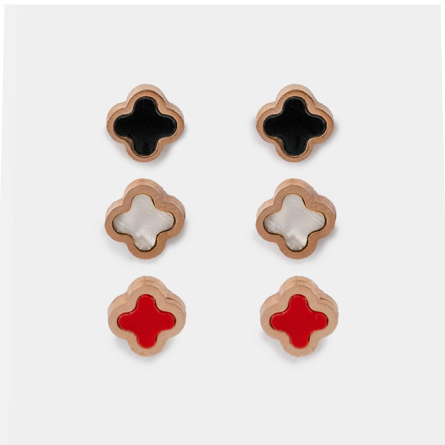 W Premium Jewellery Clover Earring Stud Set (Pack of 3)