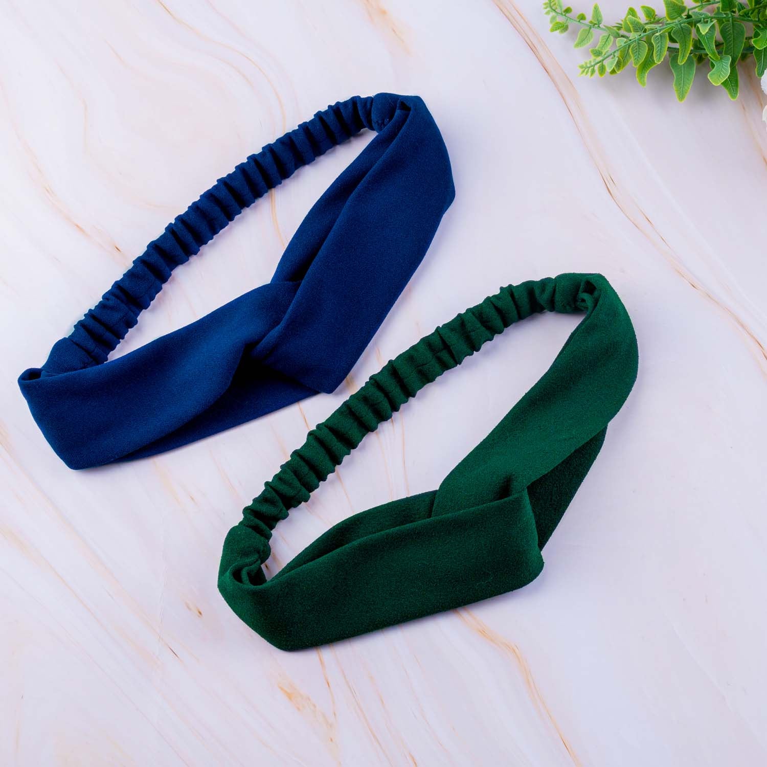 Elastic Crepe Knit Hairband (Green, Blue)