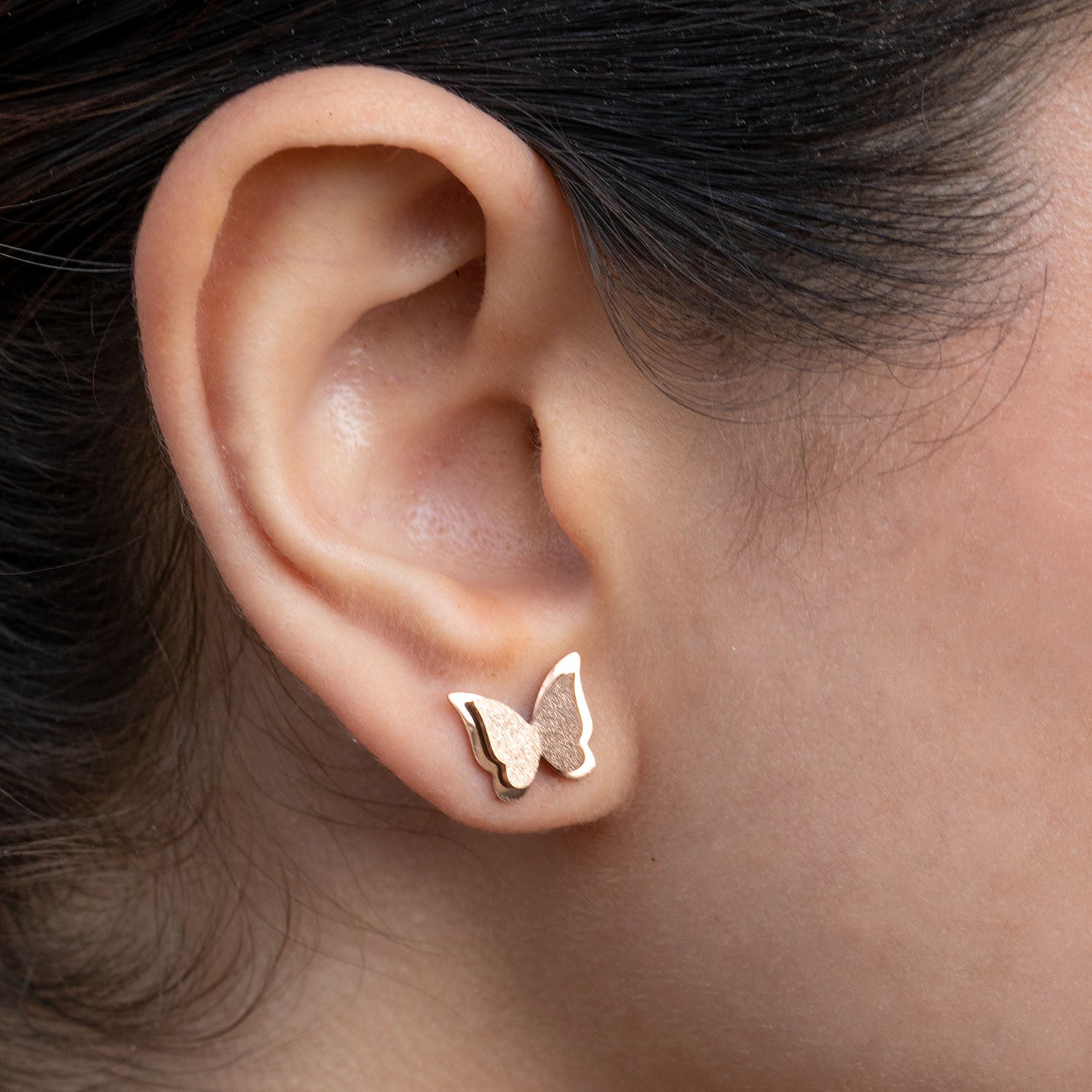 W Premium Jewellery Rose Gold Butterfly Stud Earrings