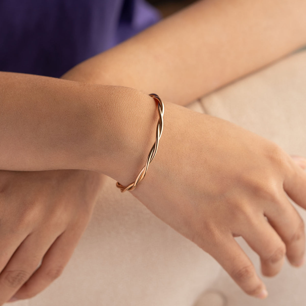 Gold and Rose Gold Twisted Bracelet for Women Mesmerize