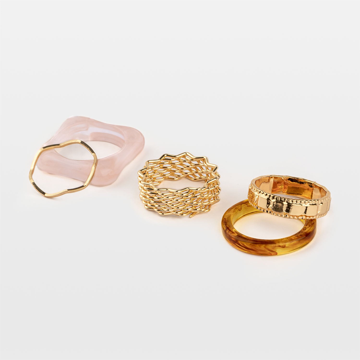 W Premium Jewellery Neutral Pink Stackable Rings Set (Pack of 5)
