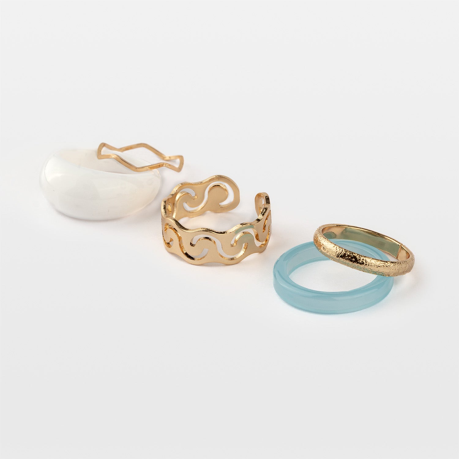 W Premium Jewellery Sky Blue Stackable Rings Set (Pack of 5)