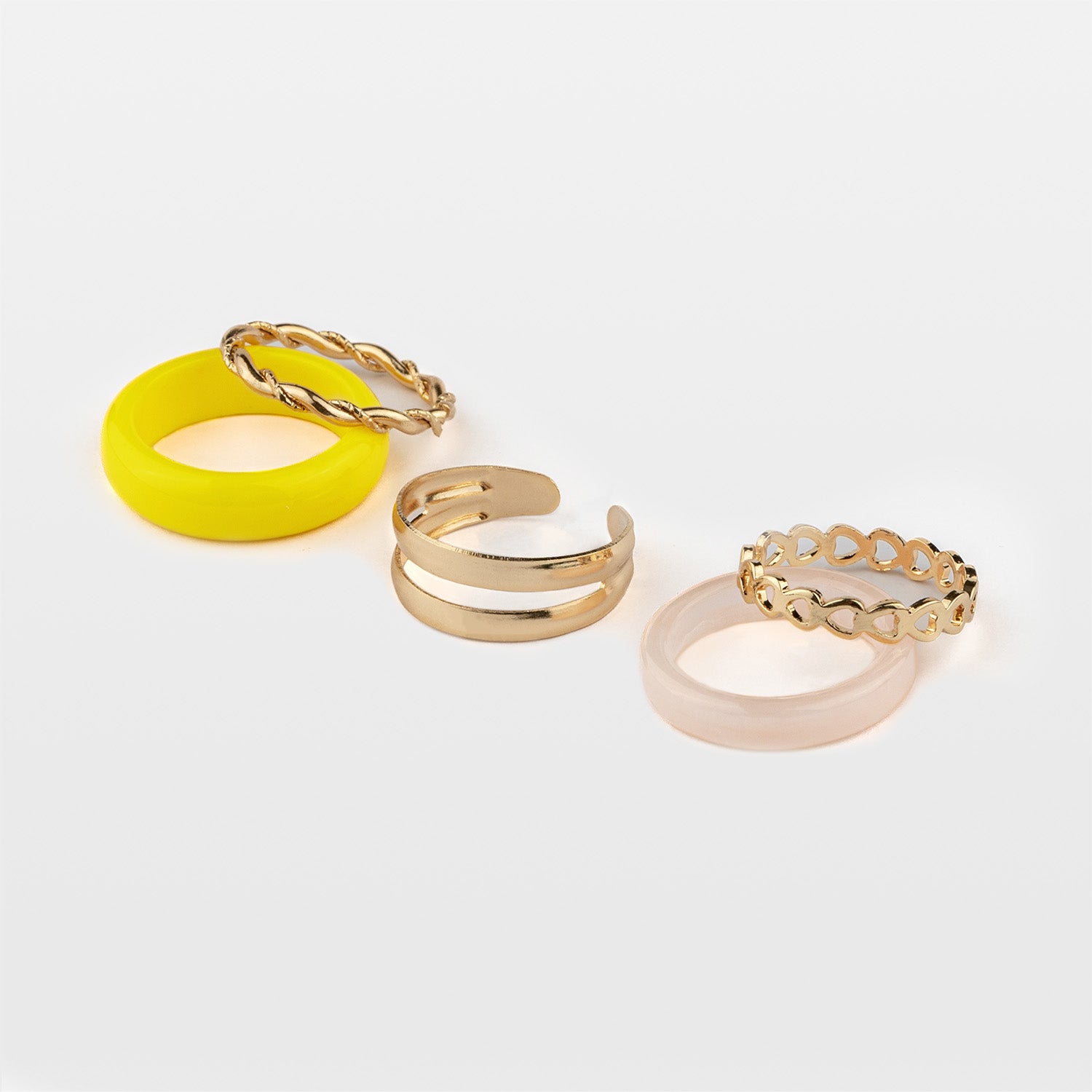 W Premium Jewellery Enough Yellow Stackable Rings Set (Pack of 5)
