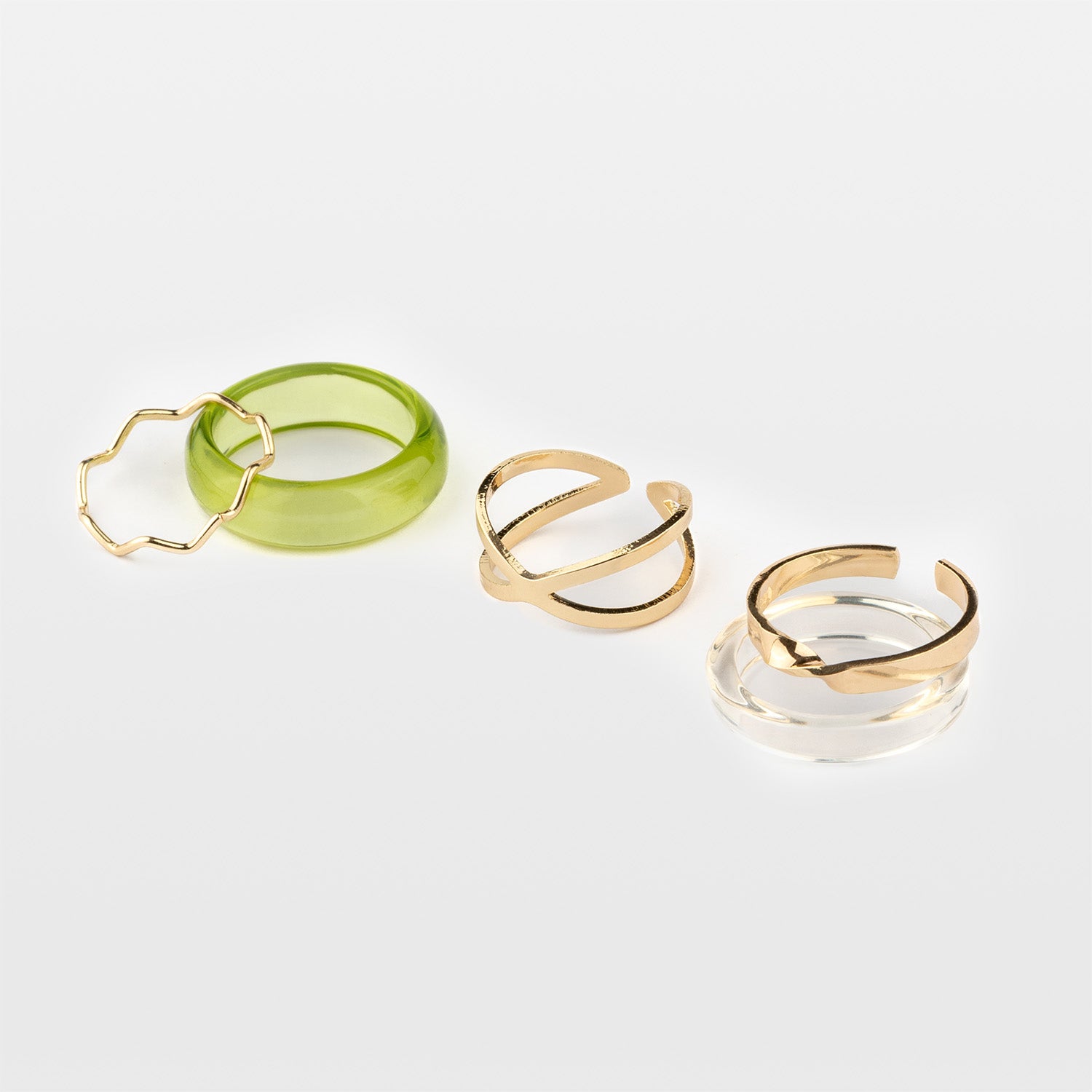 W Premium Jewellery Light Green Stackable Rings Set (Pack of 5)