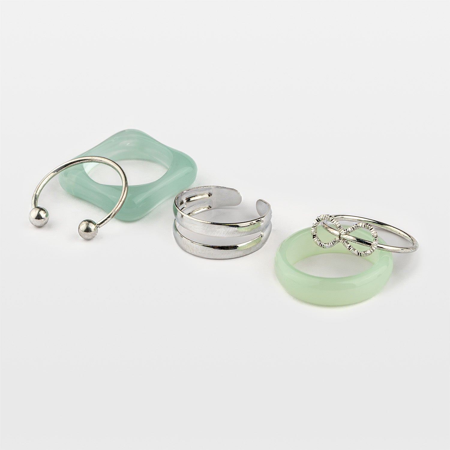 W Premium Jewellery Light Cyan Stackable Rings Set (Pack of 5)