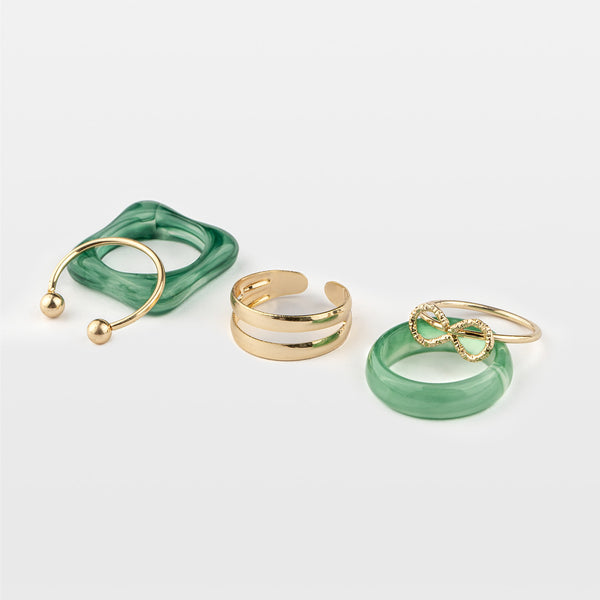 Dark Green Stackable Rings Set (Pack of 5)