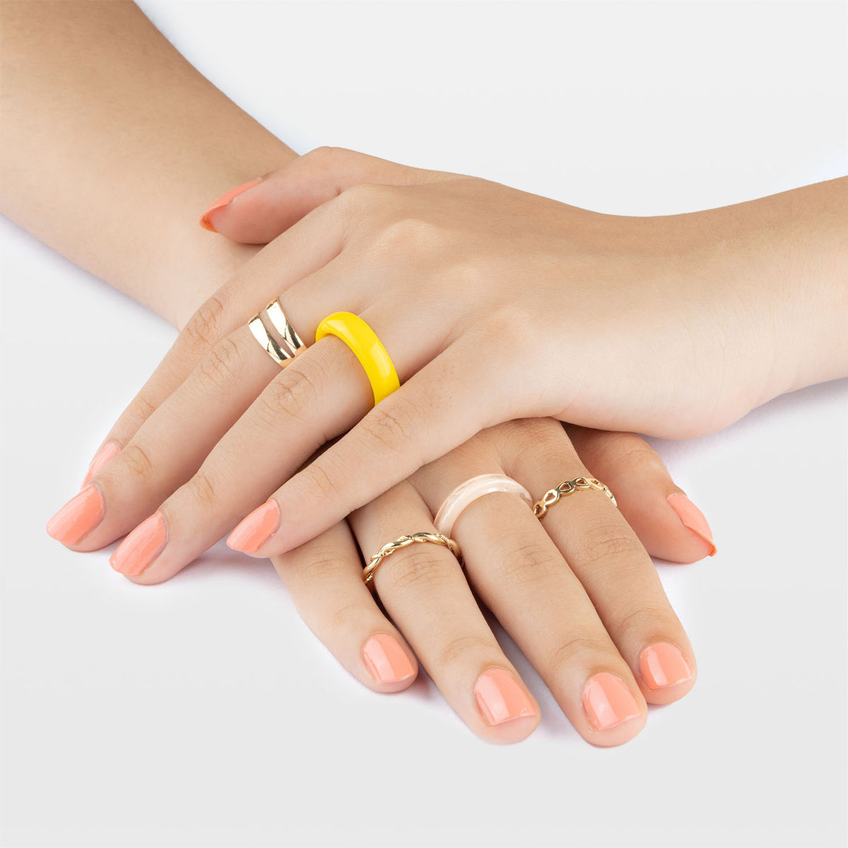 Yellow Y2K Rings Set (Pack of 5)