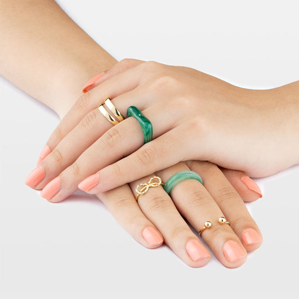 Dark Green Stackable Rings Set (Pack of 5)