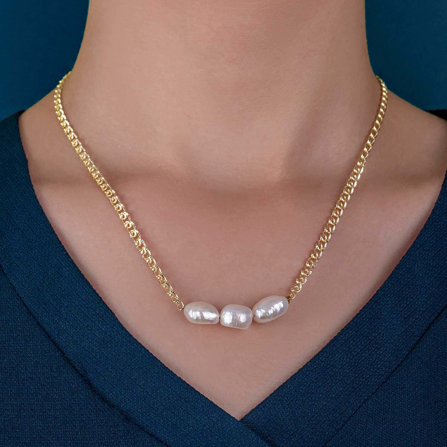 Pearl Jewellery Necklace Andrea Gold
