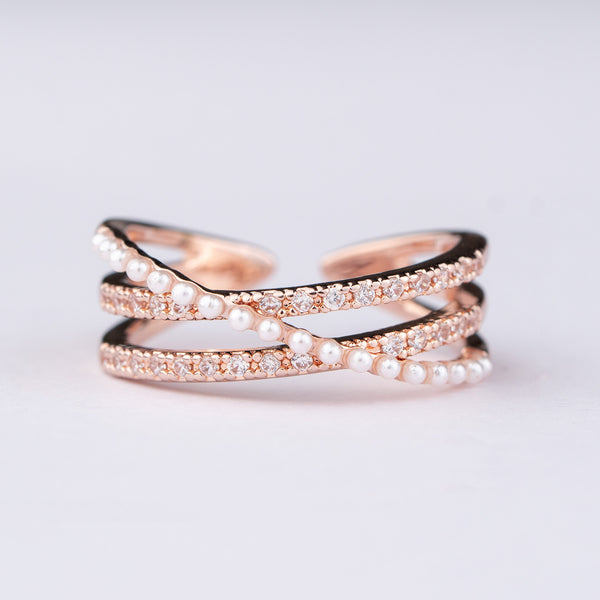 Rose Gold Infinity Pearl Adjustable Ring
