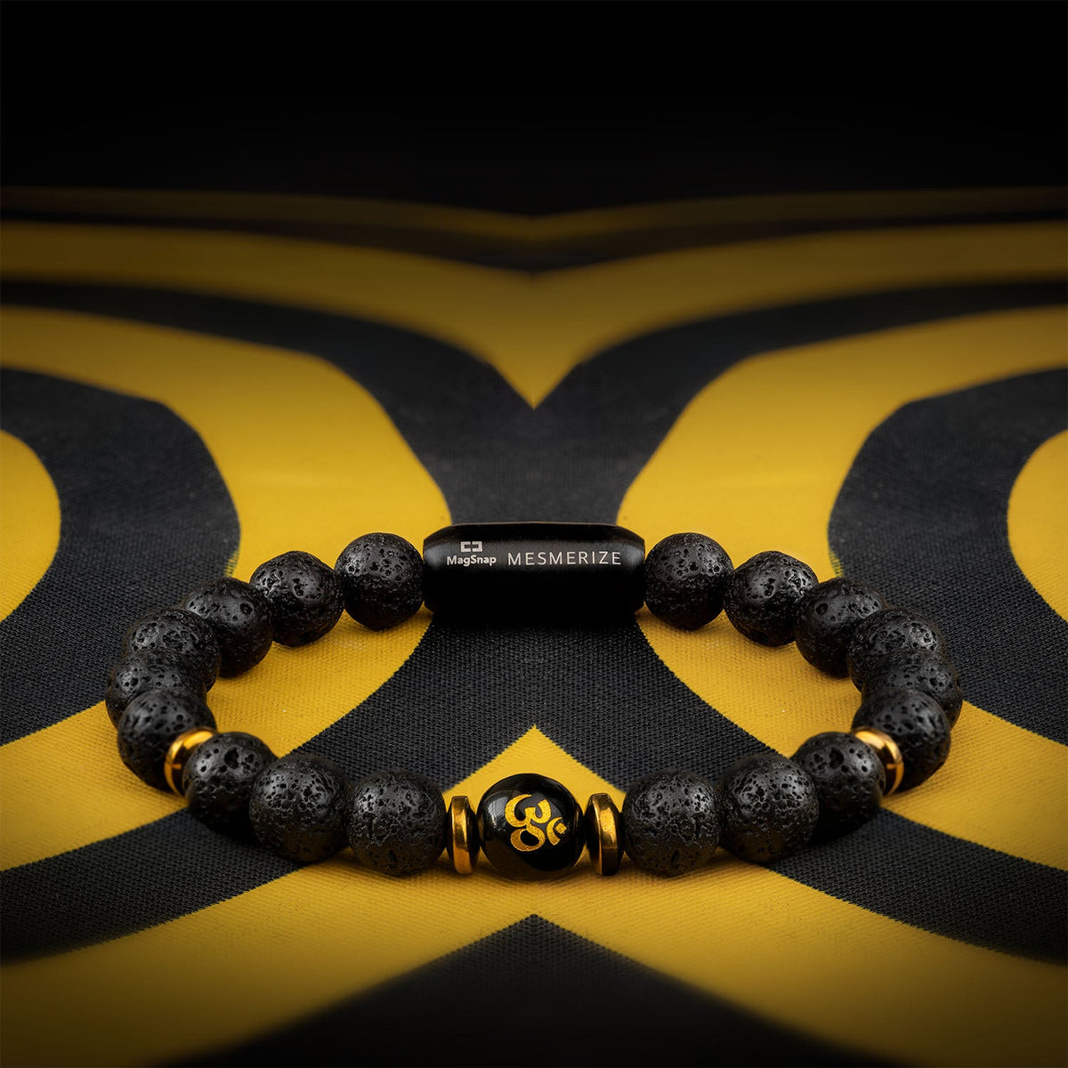 Divine Lava Natural Stone Om Bracelet with MagSnap
