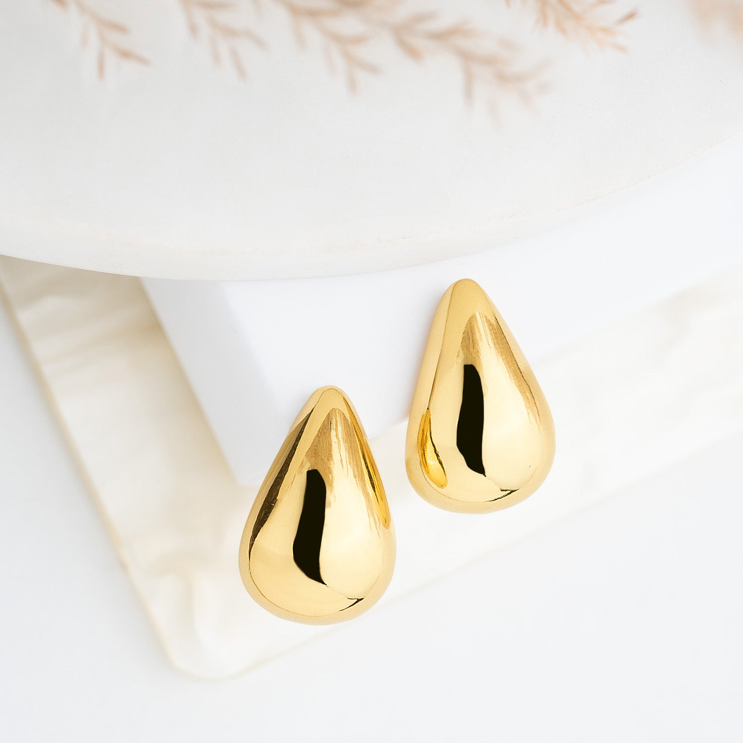 Edith Teardrop 18K Gold Stud Earrings