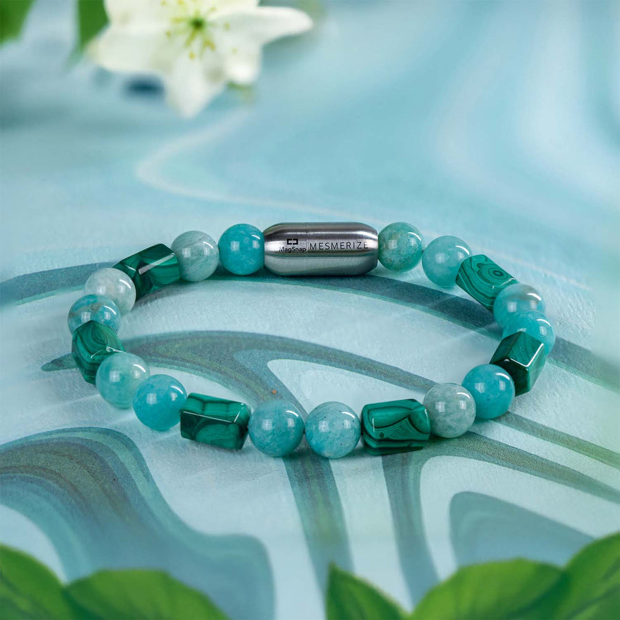 Elysia Amazonite & Malachite Natural Stone Bracelet with Magsnap