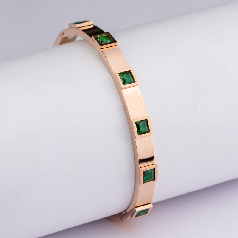 Emerald Silver Bracelet Natural Emerald stone bracelet in pure silver