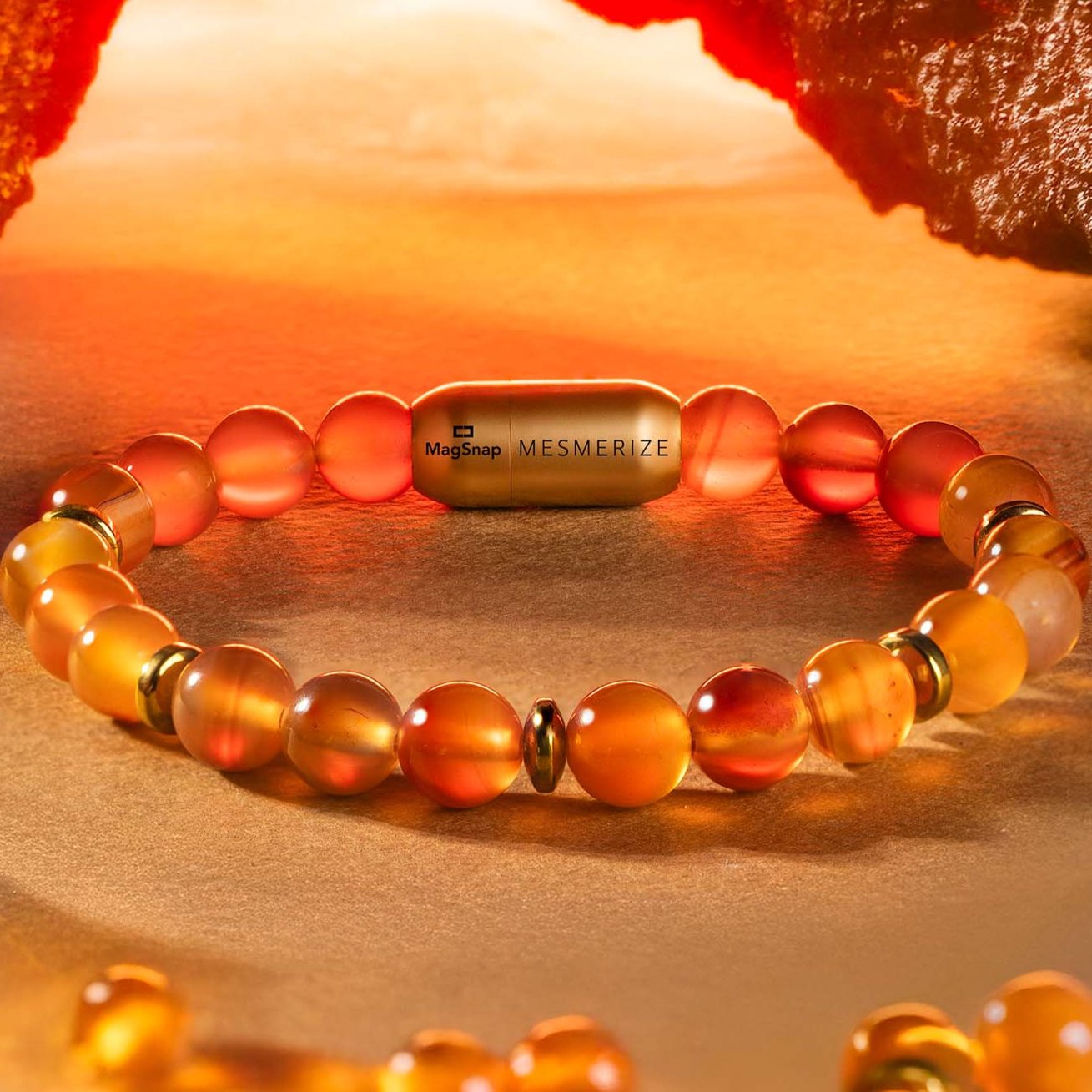 Empowering Carnelian Natural Stone Bracelet with MagSnap