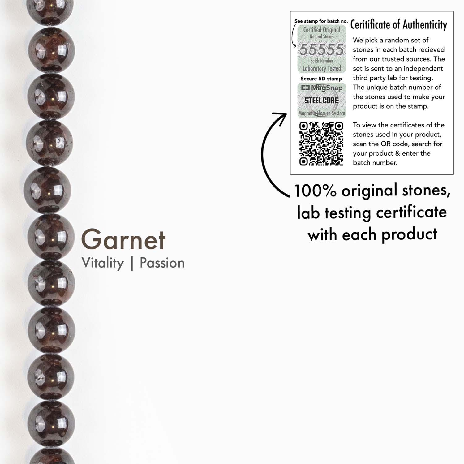 Energizing Garnet Natural Stone Bracelet with Magsnap 2