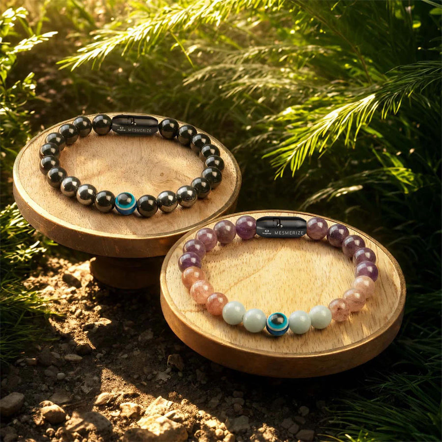Evil Eye Natural Stone Couple Bracelets with Magsnap 4