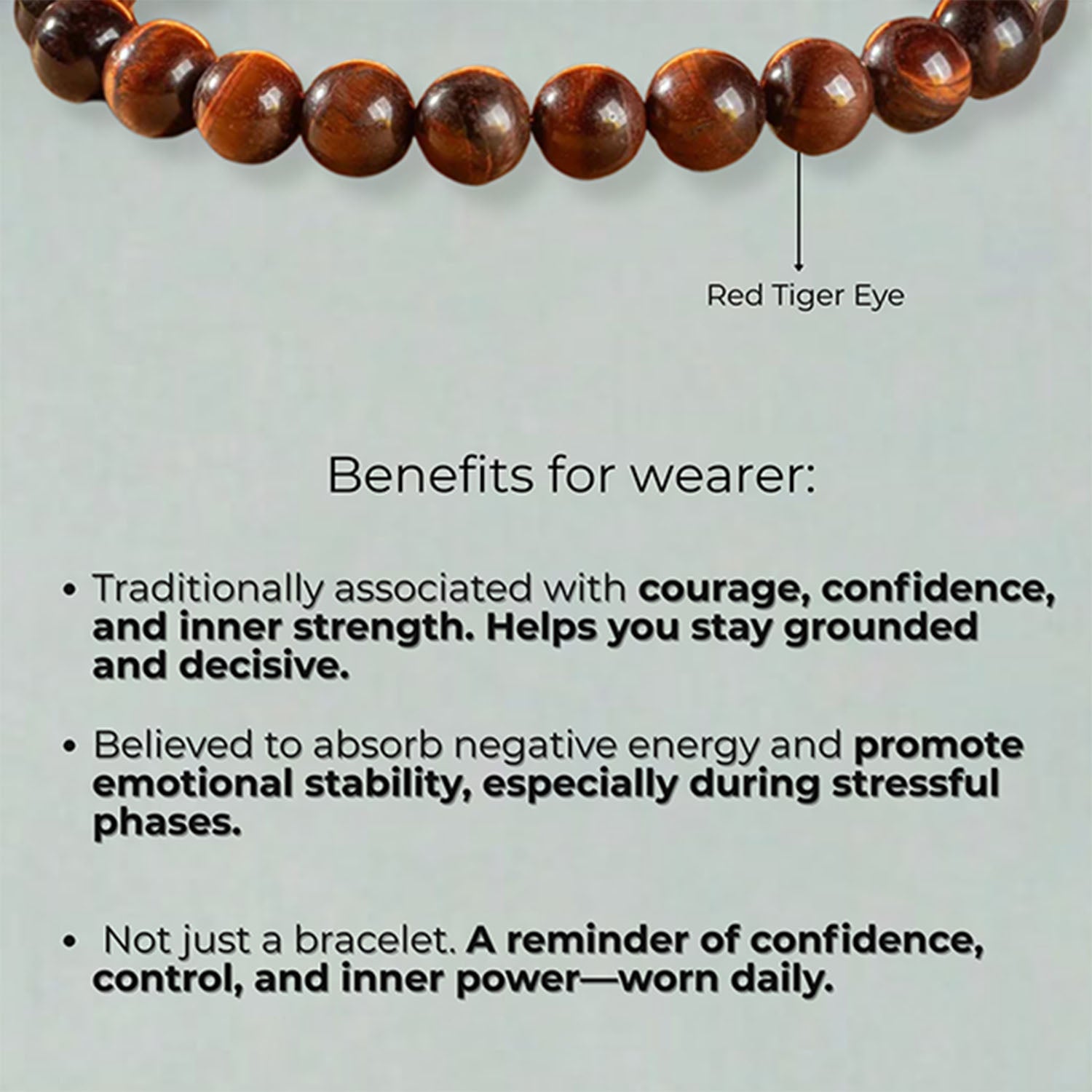 Fearless Red Tiger Eye Natural Stone Bracelet Elastic