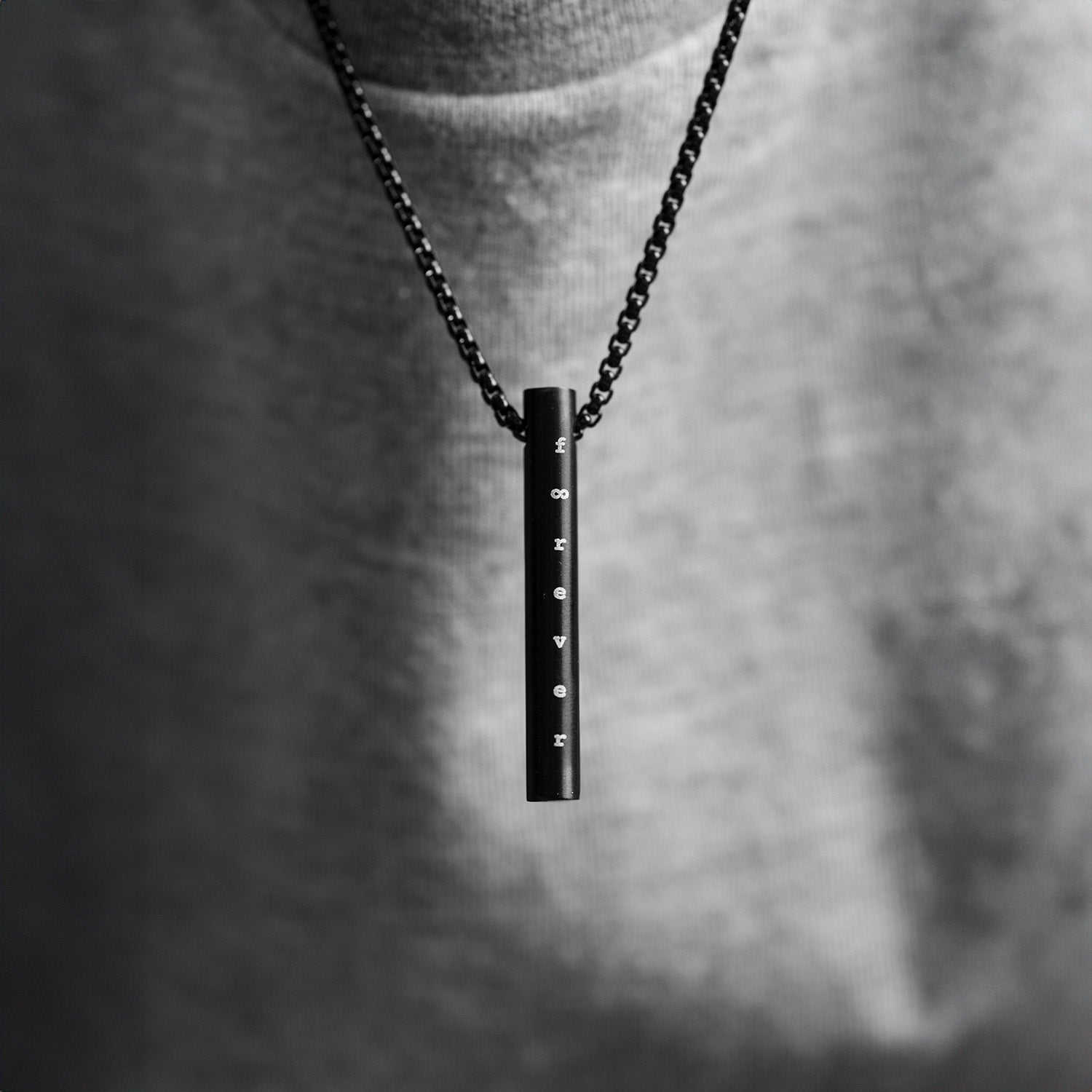 Forever Black Barrel Necklace