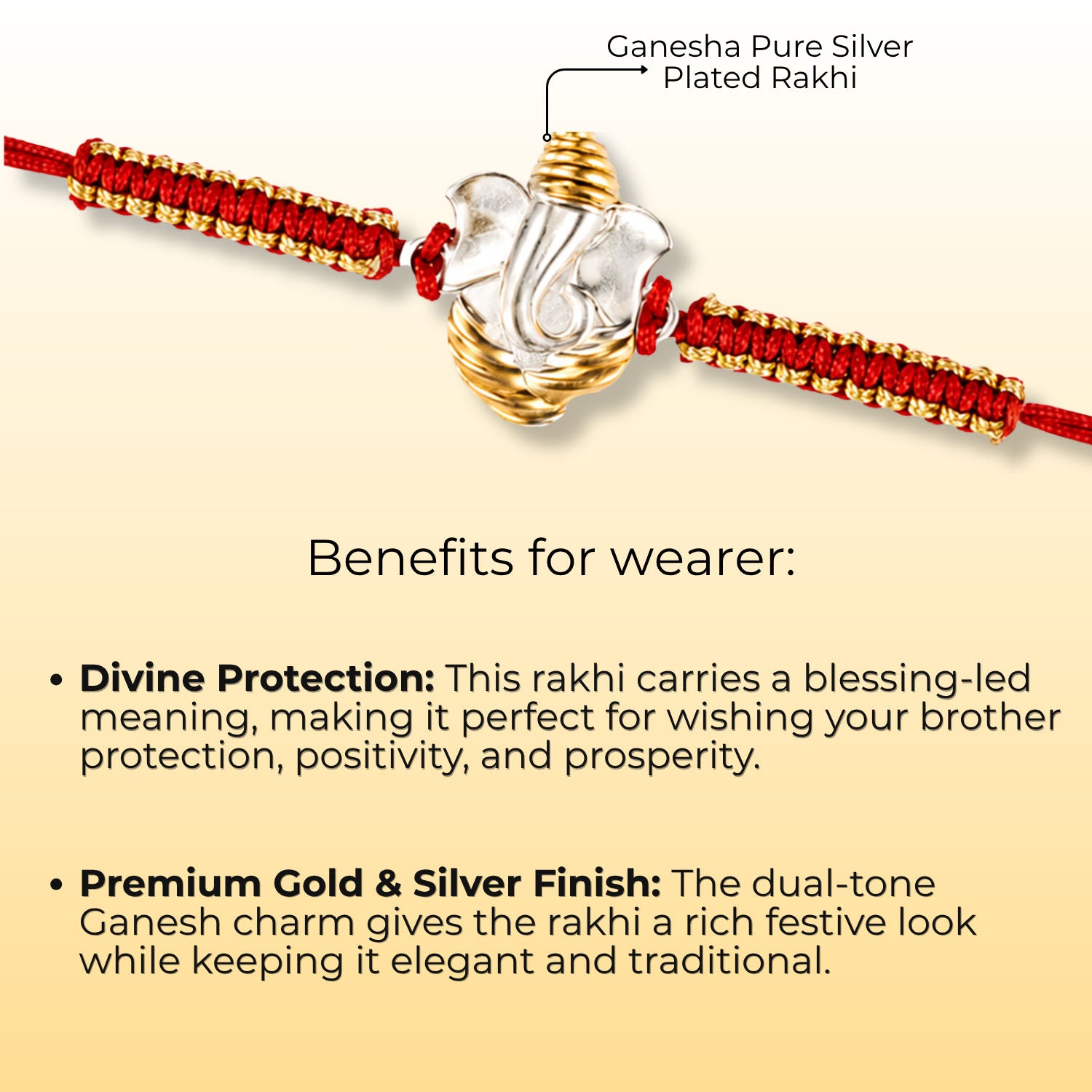 Ganesha Pure Silver Plated Rakhi