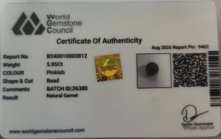 Garnet lab certificate 12