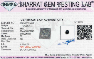 Garnet lab certificate 5