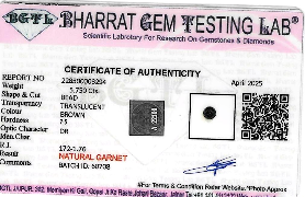 Garnet lab certificate 2