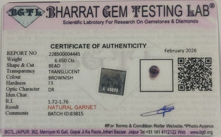 Garnet lab certificate 8
