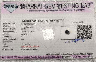 Gloss Onyx lab certificate 4