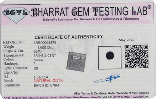 Gloss Onyx lab certificate 3
