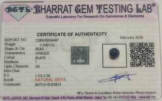 Gloss Onyx lab certificate 9