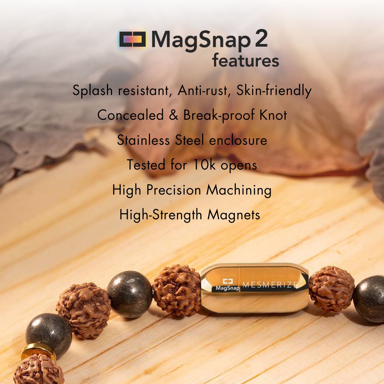 Personalised Abundance Magnet Garnet & Pyrite Natural Stone Bracelet with Magsnap 2