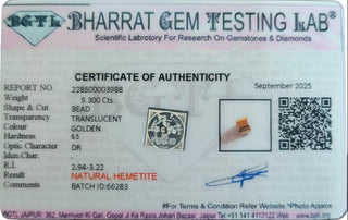 Gold Hematite Square lab certificate 4
