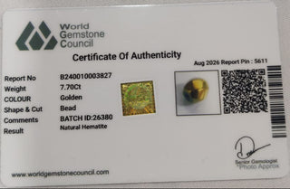 Gold Hematite lab certificate 9