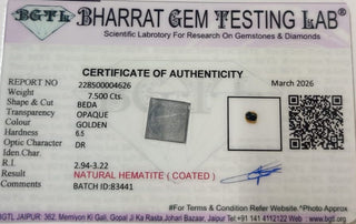 Gold Hematite lab certificate 7