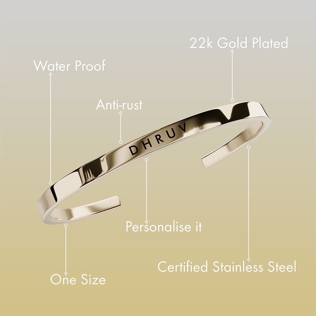Personalised Gold Cuff Kada Bracelet