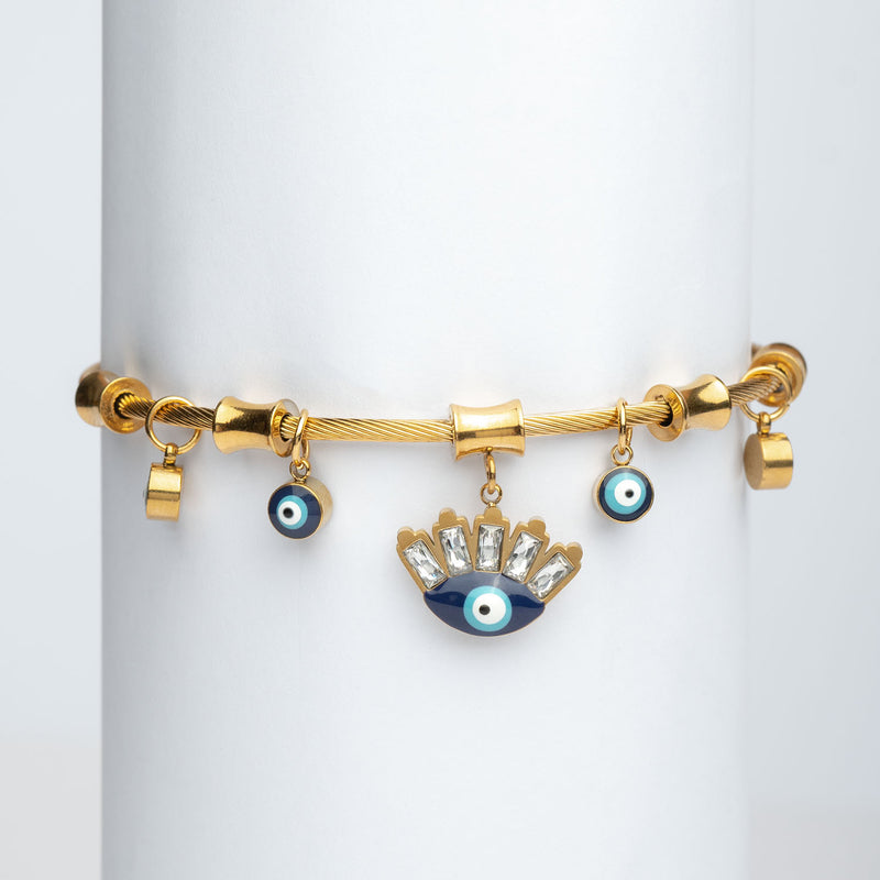 Gold Evil Eye Magnetic Charms Bracelet