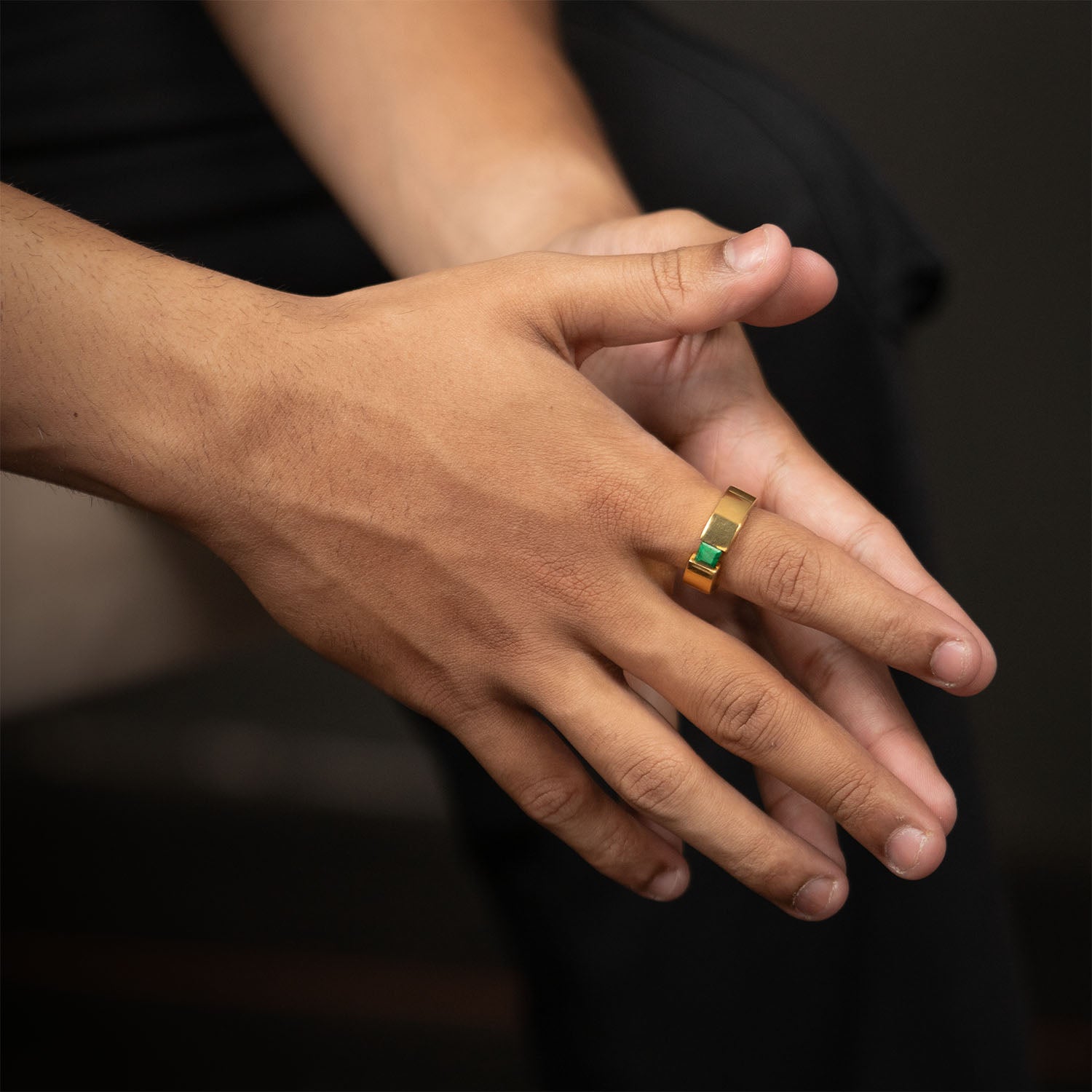 Gold Plated 925 Sterling Silver Ring With Natural Malachite Gem Stone