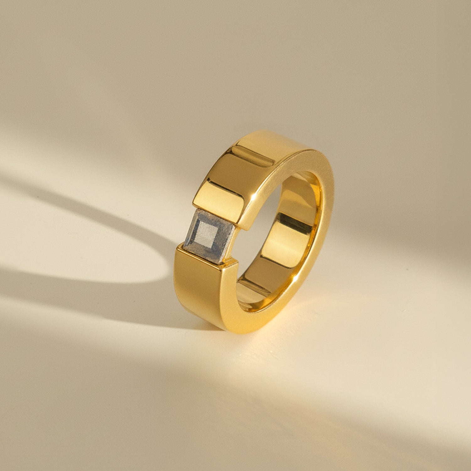 Gold Plated 925 Sterling Silver Ring With Natural Pyrite Gem Stone