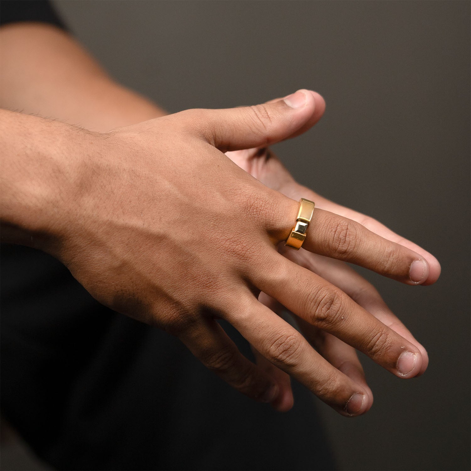 Gold Plated 925 Sterling Silver Ring With Natural Pyrite Gem Stone